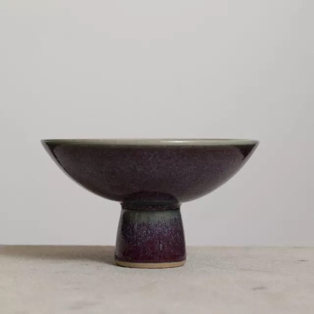 Sven Hofverberg Landskron Sweden Pedestal Shallow Bowl Exhibited Studio Ceramic