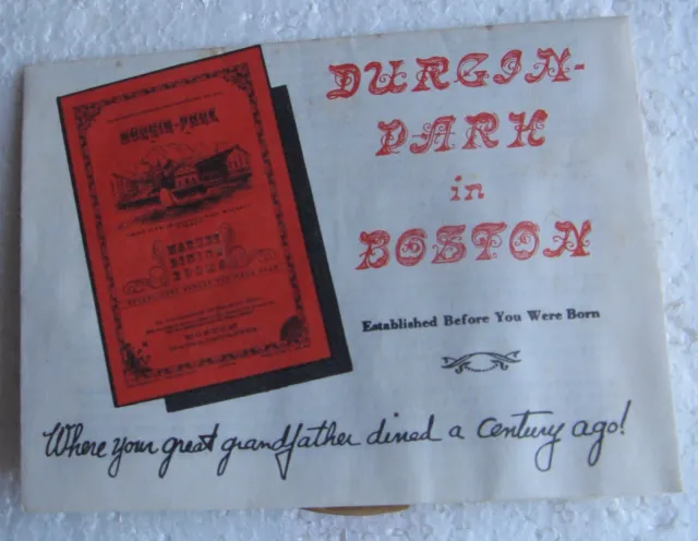1956 Durgan Park Boston mailer BOSTON BEANERY (BOSTON BEANS, APPLE PIE RECIPES)