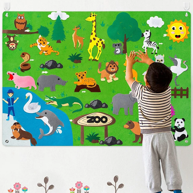 3.5Ft Children's Teaching Felt Board Farm Animals FeltBoard Story Early Learning