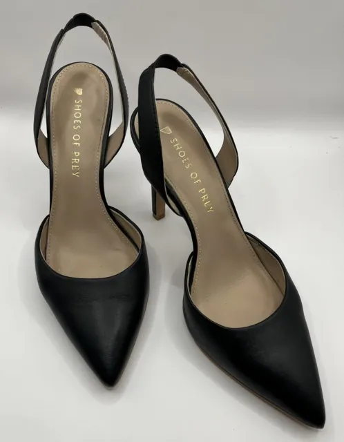 Shoes of Prey Bari 100 Black Leather Point Toe Slingbacks size 7.5 in EUC