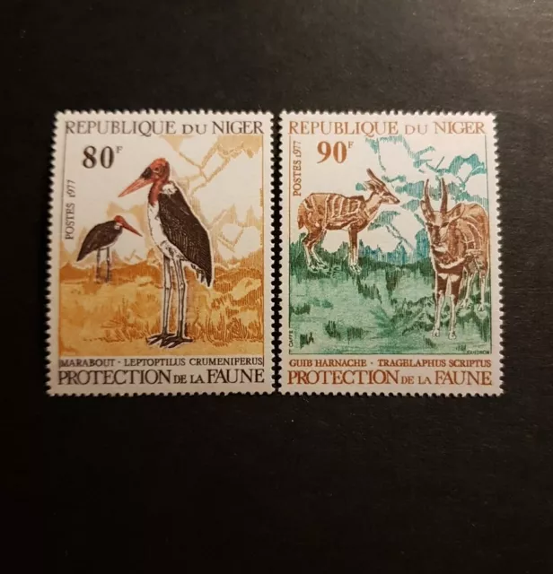 Timbre Niger Faune Oiseaux Animaux N°394/395 Neuf Luxe Mnh 1977