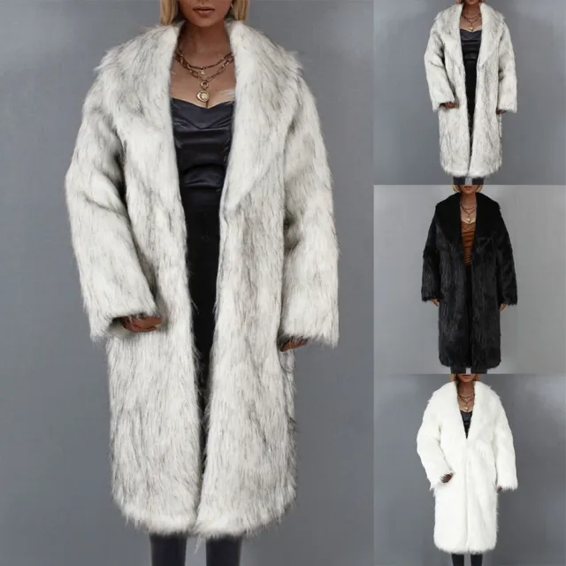 Manteau long hiver ��pais pour femmes mode lache fausse fourrure costume collie