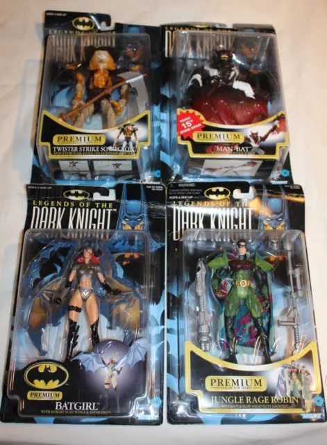 4 1998 Legends of the Dark Knight Batman Figures Man-Bat Scarecrow Batgirl MOC
