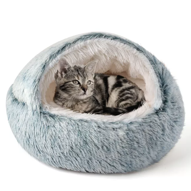 CATISM Pet Cat Bed Cave Small Dog Bed Soft Plush Calming Pet Washable Foldable