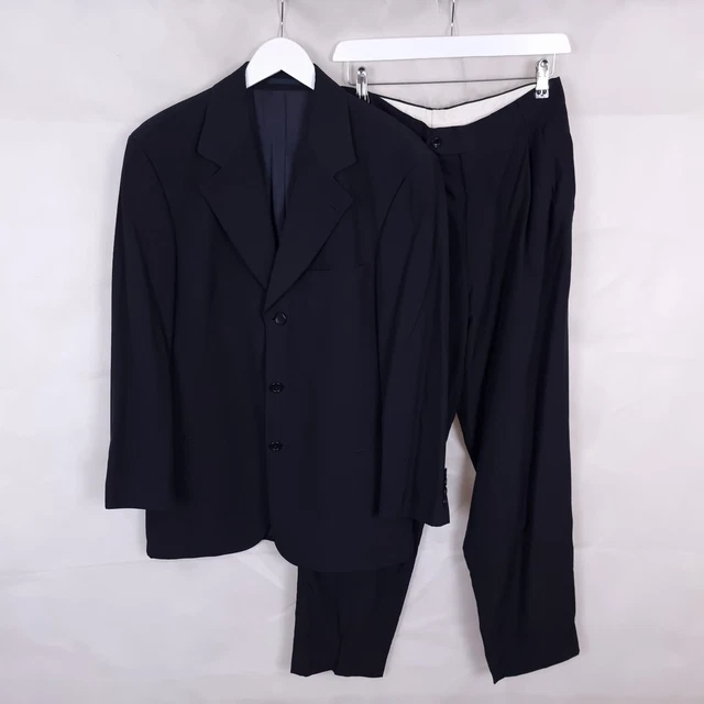 HUGO BOSS Vintage Silk & Wool Suit Mens 38 IT46 W28 L30 Black 3 Button