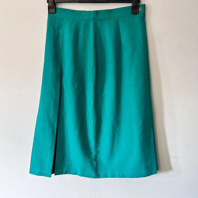 Gonna midi a pieghe blu verde acqua collezione made in scotland Regno Unito 16