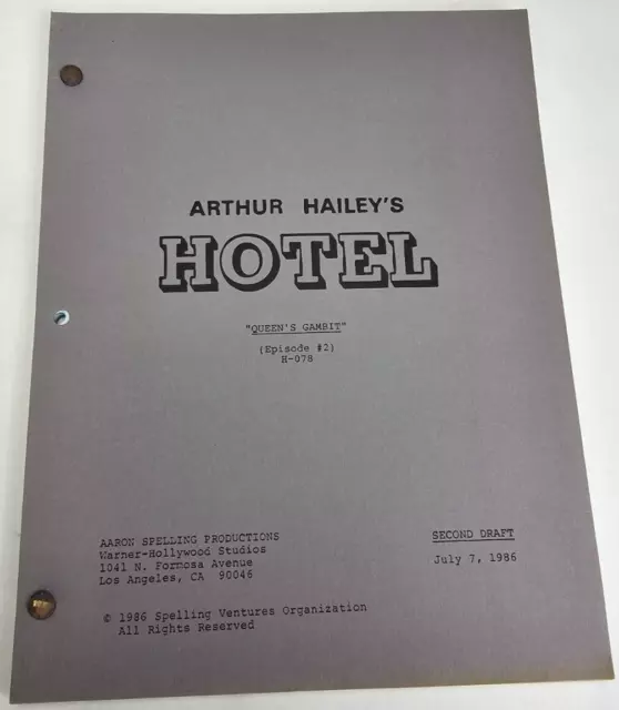 HOTEL / J.P. Brown 1986 TV Script, Dina Merrill & Ralph Bellamy "Queen's Gambit"