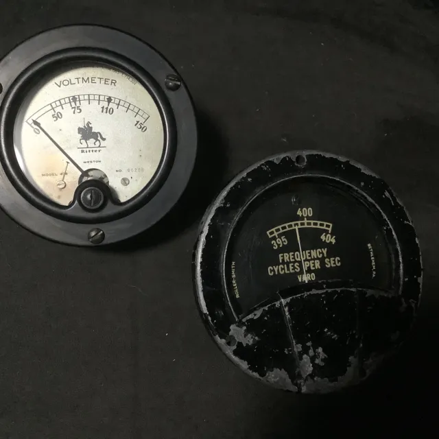 Vintage Weston Electric Model 476 AC Volts Panel Meter & Varo Frequency Meter
