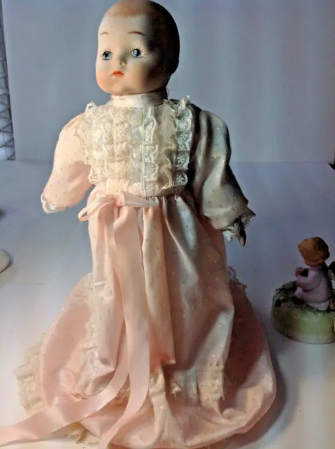 Heritage Signature Collection Porcelain Doll Vintage 13 In In Lace Trimmed Dress