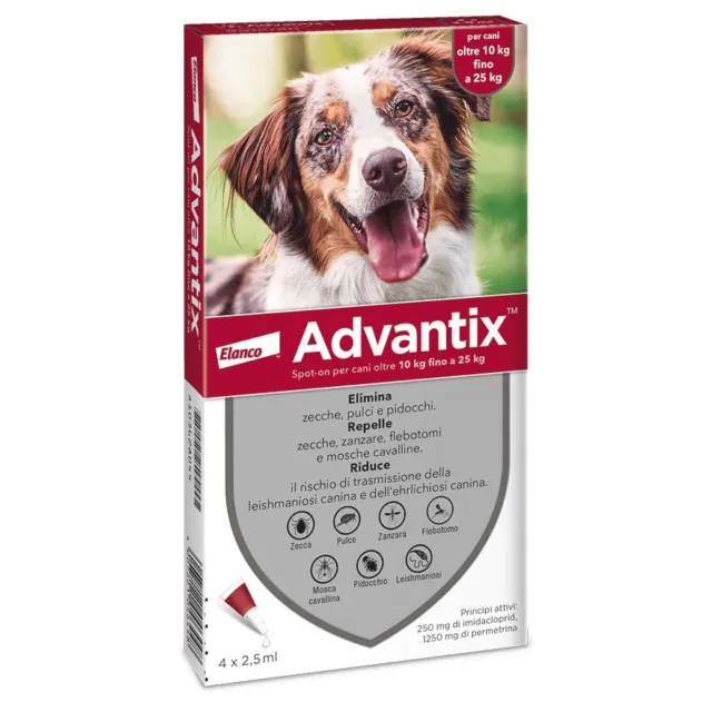 Advantix Spot-on Gocce Antiparassitarie per Cani da 10 a 25 Kg - 4 PIPETTE