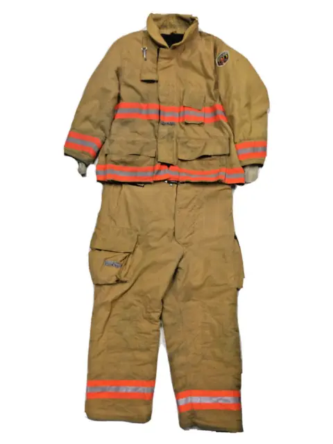 Firefigher Fire Dex Brown Orange Turnout Set Jacket 52x36 32L Pants 48x32 S80