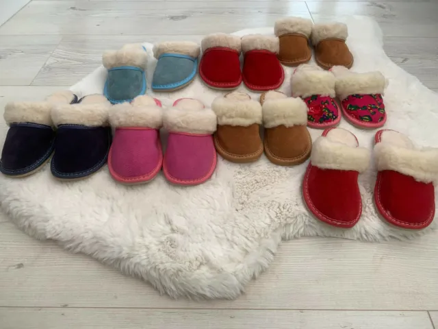 Girls/Kids  leather sheepskin slippers different sizes and colour available.