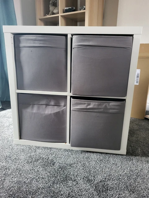 IKEA KALLAX 202 758 14 77 X 77cm Shelving Unit White With Gray Fabric ikea-kallax-202-758-14-77-x-77cm-shelving-unit-white-with-gray-fabric