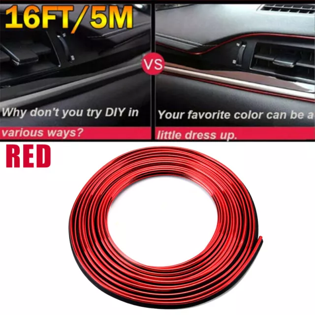 RED 5M CAR Auto Interior Door Crack Edge Line Molding Trim Strip