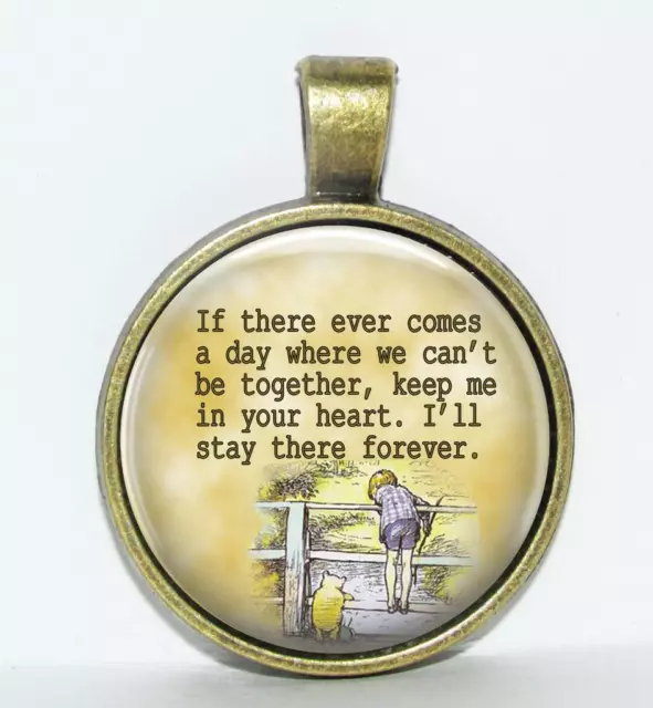 Keep Me In Your Heart Winnie-the-Pooh Love Quote Glass Top Charm Handcrafted