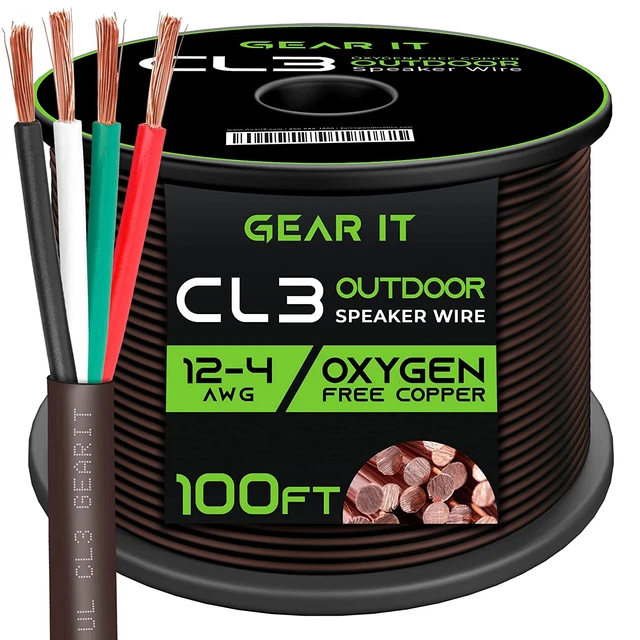 12/4 Speaker Wire (100 Feet) 12AWG Gauge, Brown 4-Conductors/Outdoor Direct Buri