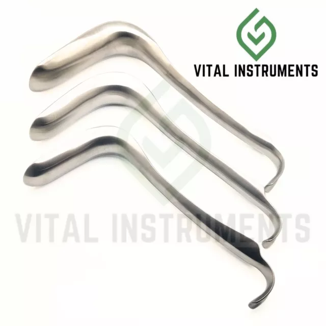 3 Sims Vaginal Speculum Single Ended Small, Medium & Large OB/GYN Surgical