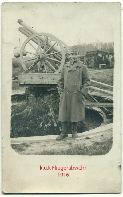 k.u.k Foto Fliegerwehr Geschütz Kanone Ostfront kuk ww1 1wk air defence cannon