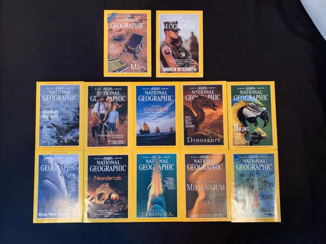 NATIONAL GEOGRAPHIC MAGAZINE Lot of 12 January 1990-1999 Plus Two