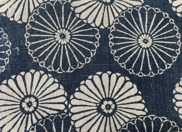 VINTAGE JAPANESE HANDWOVEN Katazome Boro Indigo Fabric