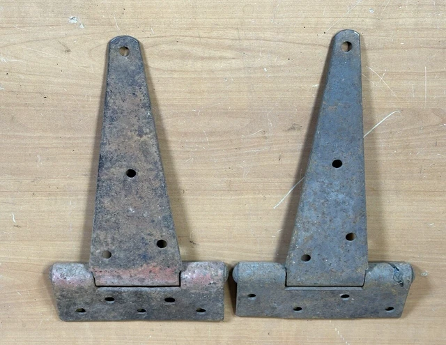 2pc LOT VINTAGE ~ 10" Barn Door Strap T Hinge Hinges ~ FREE SHIPPING 4