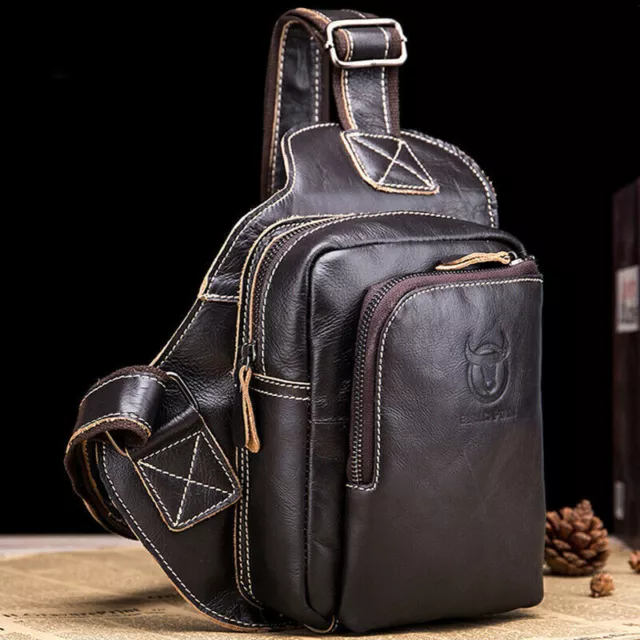 Mens Chest bag 100% Genuine Leather Sling Backpack Shoulder Bag,Crossbody Bag GG