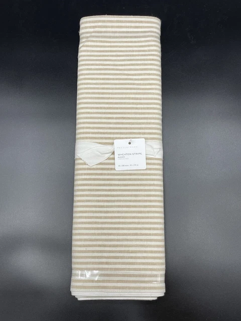 Pottery Barn Wheaton Stripe Table Runner 18 x 108 Flax / White New With Tags