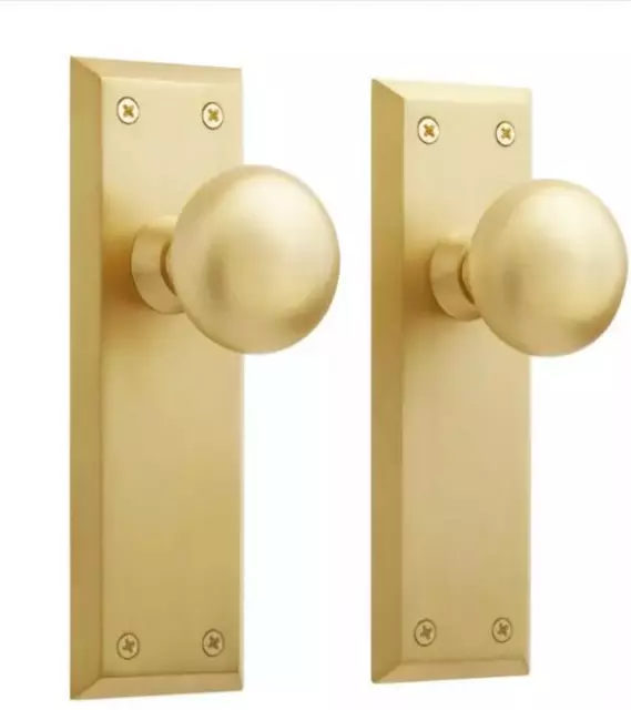 Signature Hardware Hubbard Brass Interior Door Set, Passage, Satin Brass