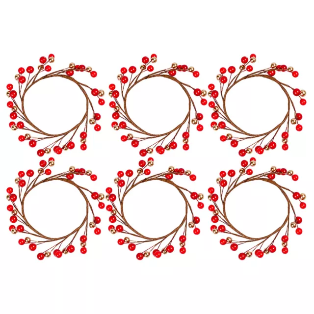 6 Pcs Xmas Candle Wreath Rings Wreaths Mini Christmas Artificial