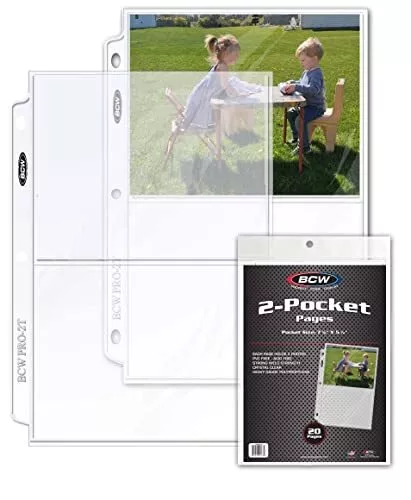 20 (Twenty Pages) - Pro 2-Pocket Page (7-1/8" x 5-1/2" Cards, Postcards or Ph...