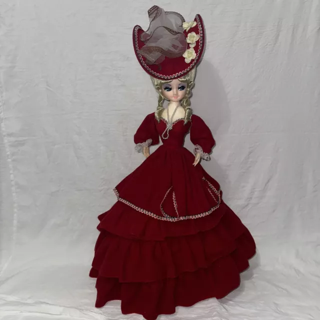 Fancy Red Dress Korean Doll Made In Korea Vintage 26”