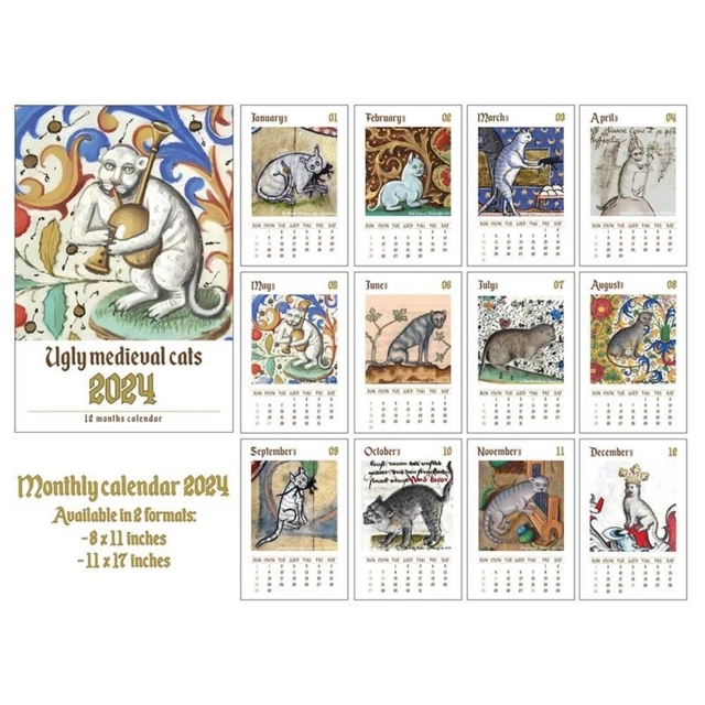 2024 WEIRD CATS Calendar Paper 2024 Calendar Creative Funny Wall