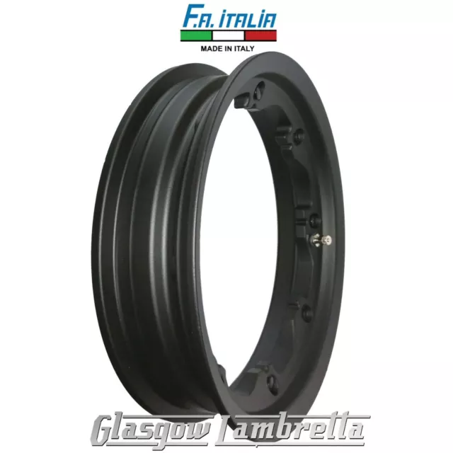 Single TUBELESS WHEEL RIM in MATT BLACK for Lambretta Italian by FA Italia