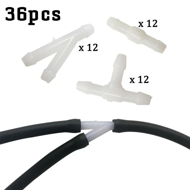 Kit De Raccords Pour Tuyau De Lave-glace – 6 Embouts Droits, 6 En Y, 6 En T – Diamètre Intérieur 4 Mm - 12