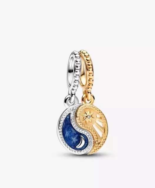 💥New release💥Pandora Two-tone Splittable Sun & Moon Dangle Charm 762678C01