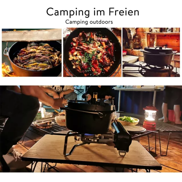 Dutch Oven Feuertopf Gusstopf Kochtopf Gusseisen Potjie Camping Kochgeschirr 7