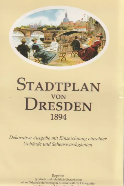 STADTPLAN VON DRESDEN 1894 - Dekorative Ausgabe - NEU