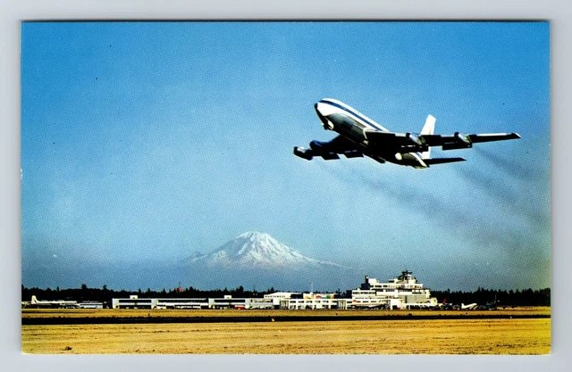 United Air Lines Boeing Airplane In The Air Aircraft Sky View Vintage Postcard