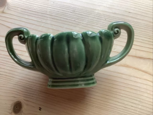 Vintage Green Small WADE POSY VASE Shiny Glaze. 15x6cm, Preloved