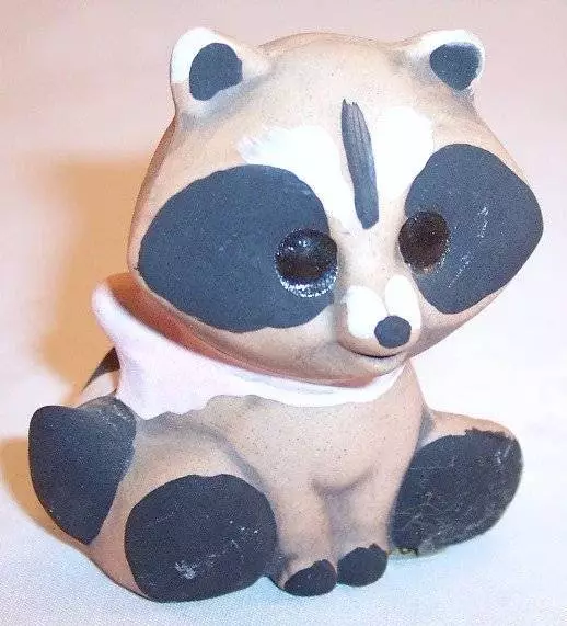 KAE Studio Canada Sitting Girl Raccoon Figurine, Handcrafted Stoneware