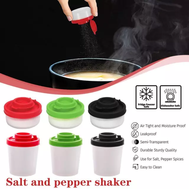 Salt And Pepper Shakers Clear Pots Dispensers Cruet Lid Plastic Jars NEW