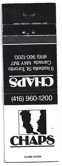 Gar Bar Matchbook Chaps Toronto, ON