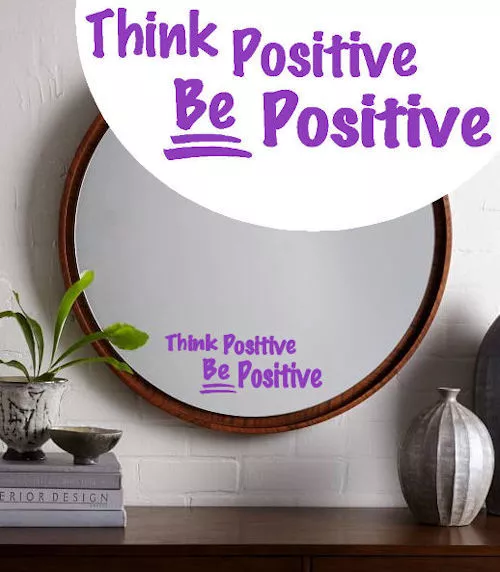 Happy Daily Mantra Sticker Think Be Positive Mindfulness Home Wall Mirror Decal