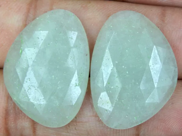 Natural Aventurine Gemstone Fancy Faceted Slice Pair 34Cts 19x27mm Cab C-0412