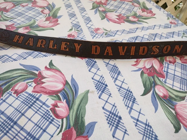 Vintage Harley Davidson Hand Tooled Leather Belt Size 42 Belt Factory Crumrine