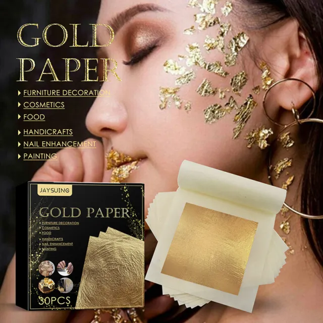 30 piezas Hojas de Oro Hojas Papel de Lámina para Cuidado de la Piel de Uñas Dorado Artesanía Arte DecoratiZ8