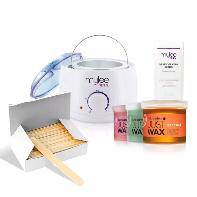 Mylee Waxing Set Kit Salon System Wax Heater Warmer Spatulas Strips  Depilatory