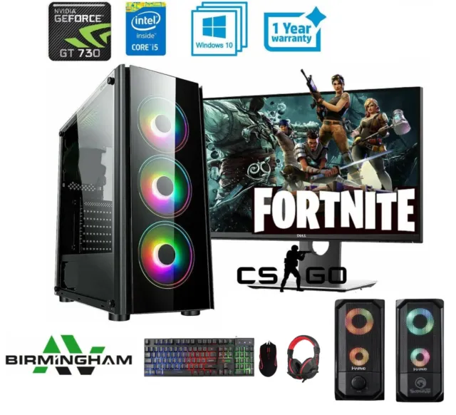 Fast Gaming PC Computer Bundle Intel Quad Core i5 16GB SSD+1TB Win 10 2GB GT730