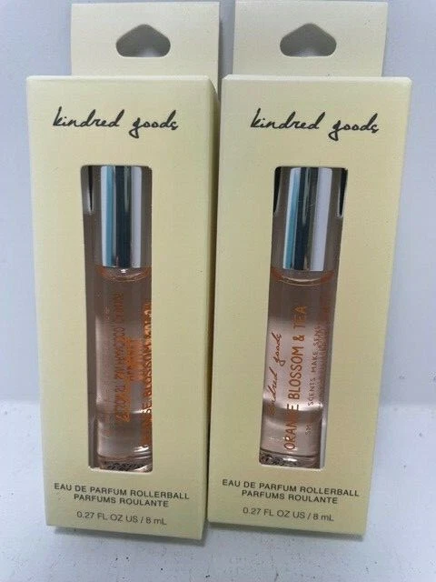 x2 Kindred Goods Perfume Rollerball .27oz Mini Orange Blossom Tea Travel Size