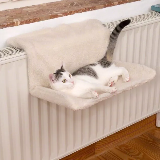Cat Radiator Bed Pet Hanging Kitten Hammock Fleece Basket Cradle Plush Home